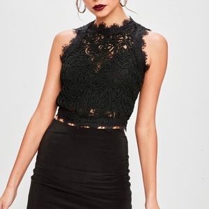 Black Lace Crop Top Size L